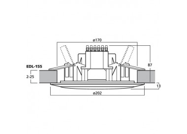DIFFUSORE DA INCASSO  202mm 100V 15W IP65 Garanzia 3 anni