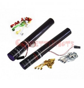 CANNONE ELETTRICO USA E GETTA DA 40 CM SPARA FILANTI IN CARTA GIALLO