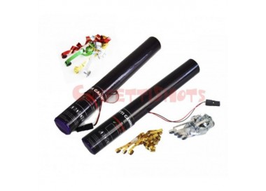 CANNONE ELETTRICO USA E GETTA DA 40 CM SPARA FILANTI IN CARTA GIALLO