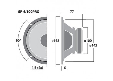 WOOFER/MIDRANGE PA MINI, 100 W, 4 OHM