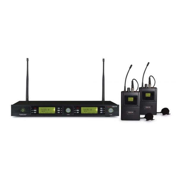 Double UHF wireless belt-pack microphone