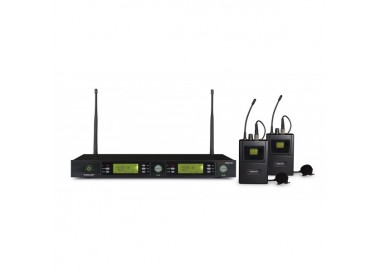 Double UHF wireless belt-pack microphone